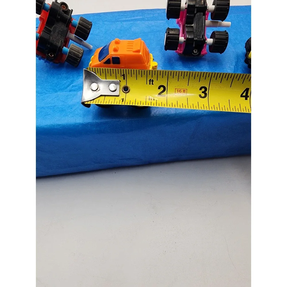 Vintage Style Wind Up Monster Truck Toy Car Lot Red Orange‎ Pink Yellow Set of 4